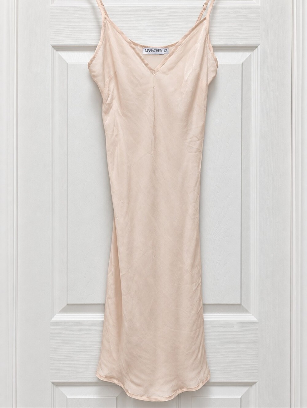 NWT Maria Cher 100% Silk Slip Dress XS Blush Champagne Bias Cut Midi